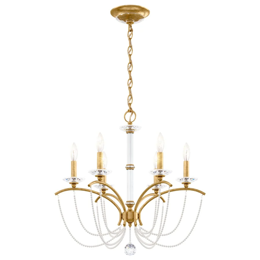 Schonbek Priscilla 6 Light 24" Wide Crystal Chandelier with White Pearl Beads - Image 3