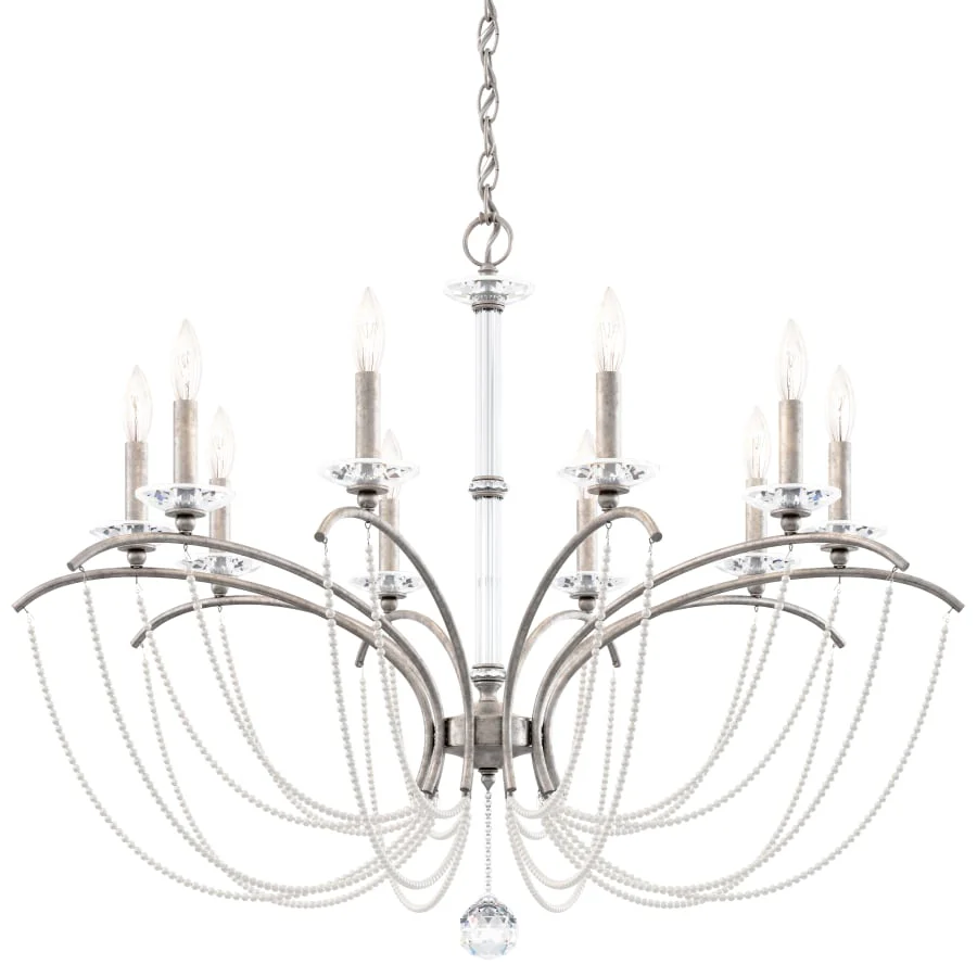 Schonbek Priscilla 10 Light 36" Wide Crystal Chandelier with White Pearl Beads - Image 1