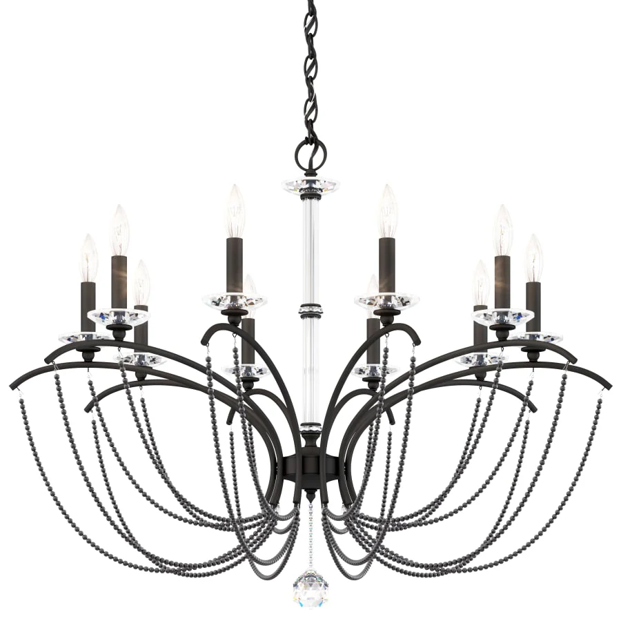 Schonbek Priscilla 10 Light 36" Wide Crystal Chandelier with Dark Grey Pearl Beads - Image 1