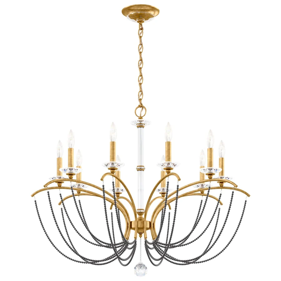 Schonbek Priscilla 10 Light 36" Wide Crystal Chandelier with Dark Grey Pearl Beads - Image 3