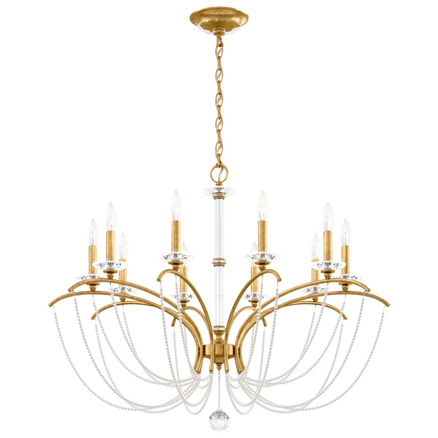 Schonbek Priscilla 10 Light 36" Wide Crystal Chandelier with White Pearl Beads - Image 3