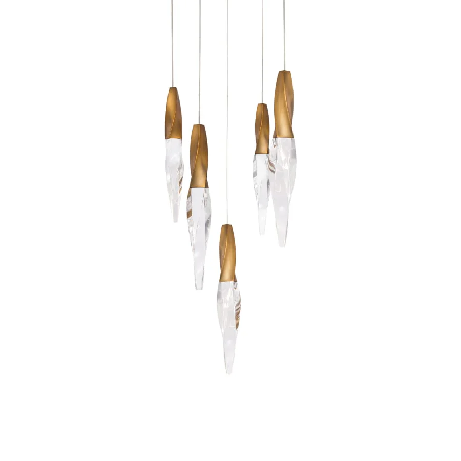Schonbek Beyond Kindjal 5 Light 17" Wide Switchable Color Temperature LED Optic Crystal Multi Pendant - Image 1