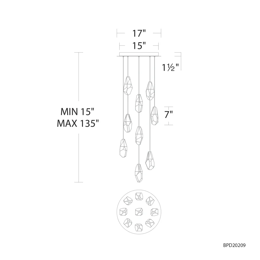 Schonbek Beyond Martini 17" Wide LED Optic Haze Crystal 9 Light Pendant - Image 2