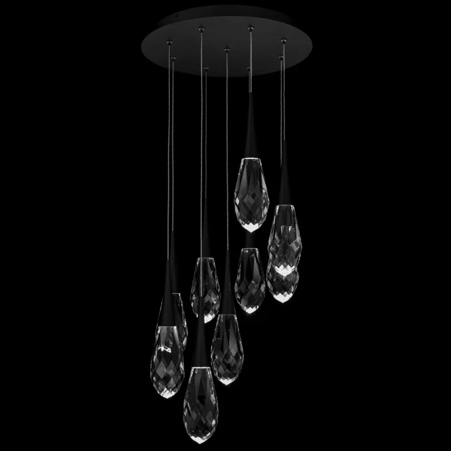 Schonbek Beyond Hibiscus 9 Light 17" Wide Switchable Color Temperature LED Faceted Crystal Multi Pendant Light - Image 3