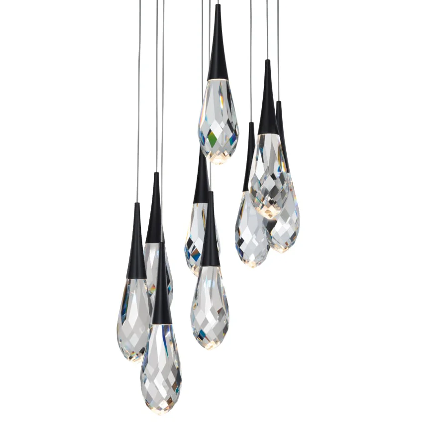 Schonbek Beyond Hibiscus 9 Light 17" Wide Switchable Color Temperature LED Faceted Crystal Multi Pendant Light - Image 1