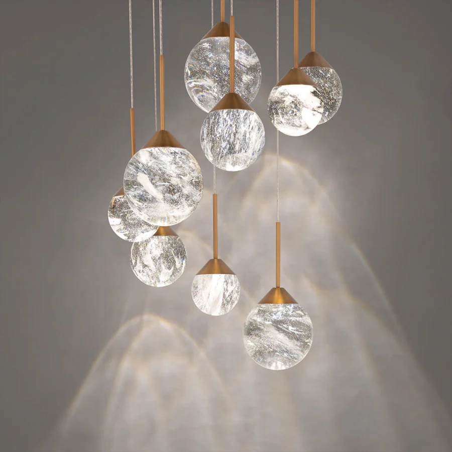 Schonbek Beyond Quest 17" Wide LED Crystal Multi Light Pendant with Clear Optic Haze Crystal - Image 3