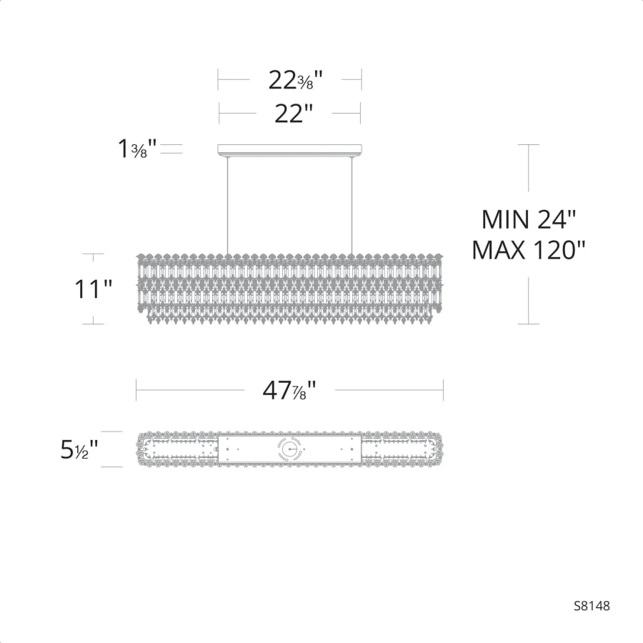 Schonbek Tahitian 48" Wide LED Crystal Linear Chandelier - Image 2