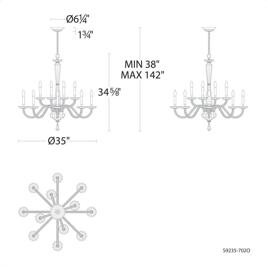 Schonbek Habsburg 12 Light 35" Wide Taper Candle Style Chandelier - Image 3