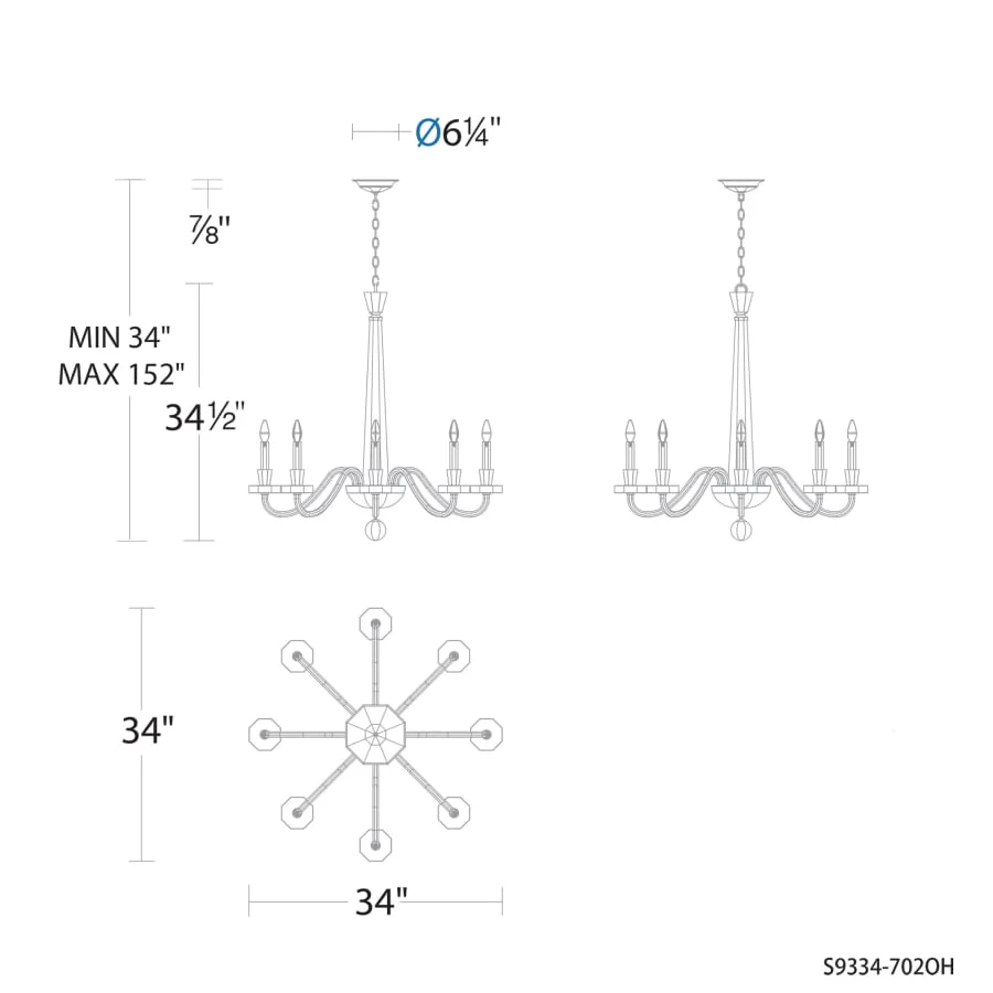 Schonbek Amadeus 8 Light 34" Wide Crystal Candle Style Chandelier - Image 3