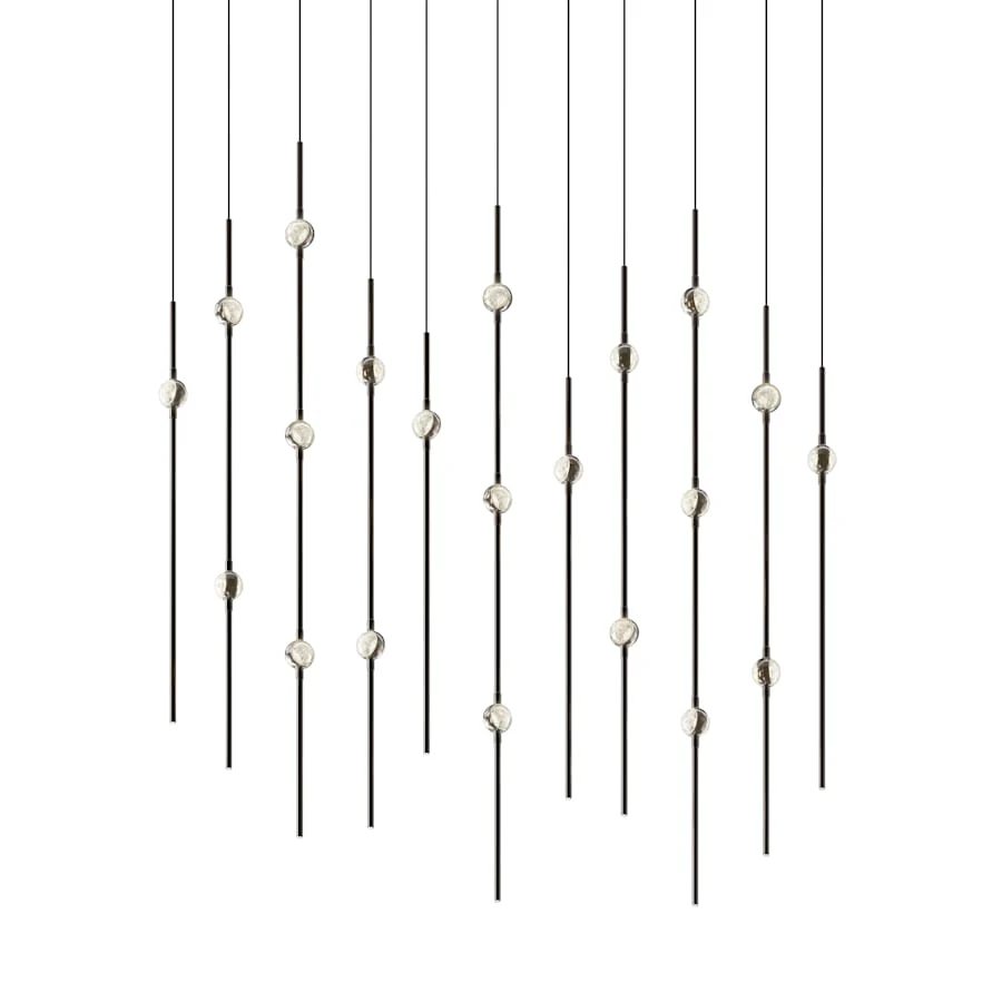 Sonneman Constellation 36" Wide LED Linear Pendant with Clear Faceted Acrylic Shades and 240" Cable - 2200K - Image 1