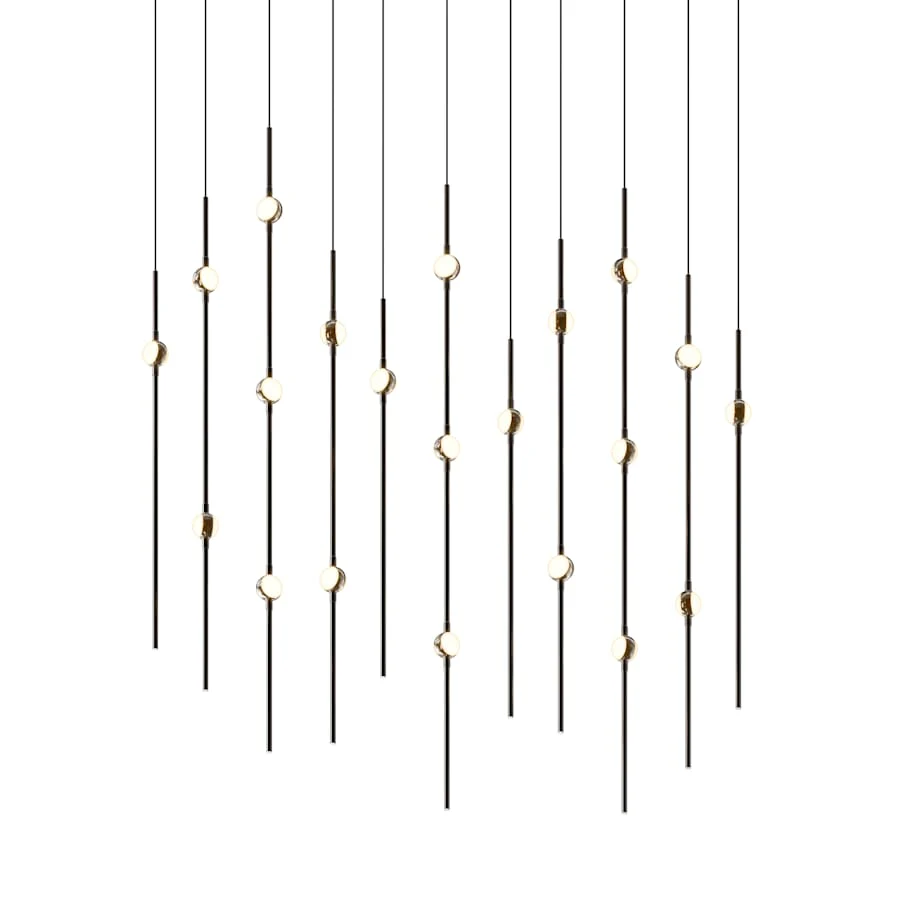 Sonneman Constellation 36" Wide LED Linear Pendant with White Optical Acrylic Shades and 240" Cable - 2200K - Image 1
