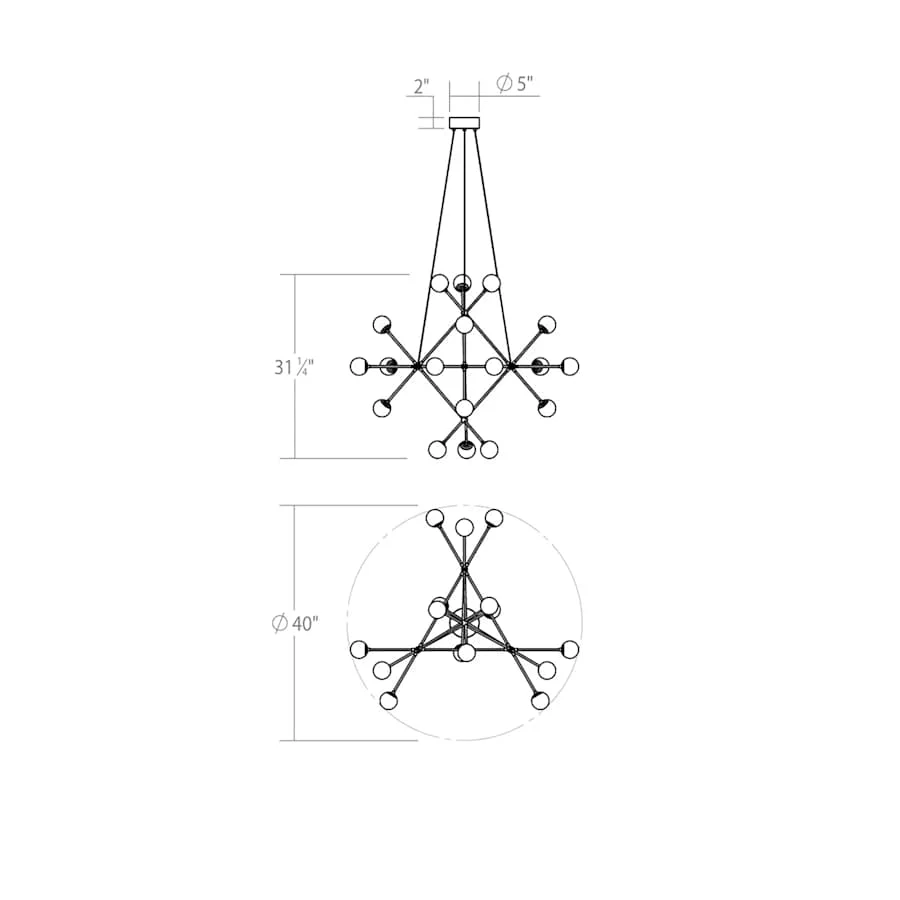 Sonneman Proton 18 Light 40" Wide LED Chandelier - Image 2