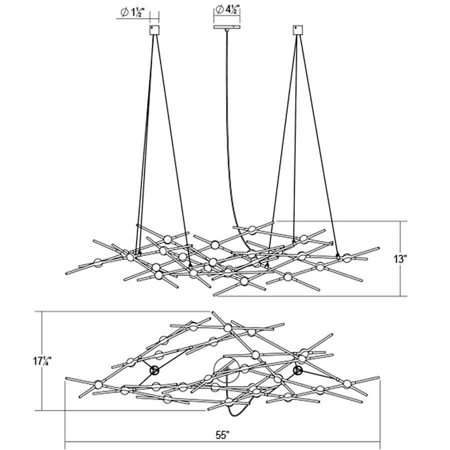 Sonneman Constellation 55" Wide Abstract Chandelier - Image 3
