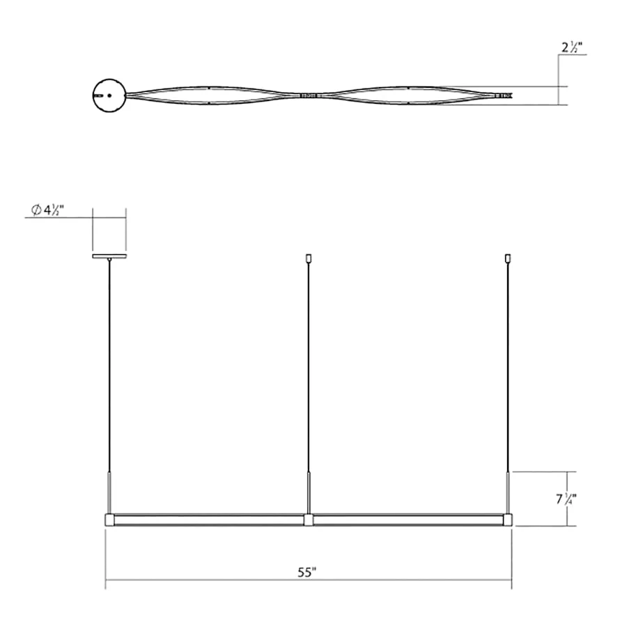 Sonneman Ola 55" Wide LED Linear Chandelier - Image 3