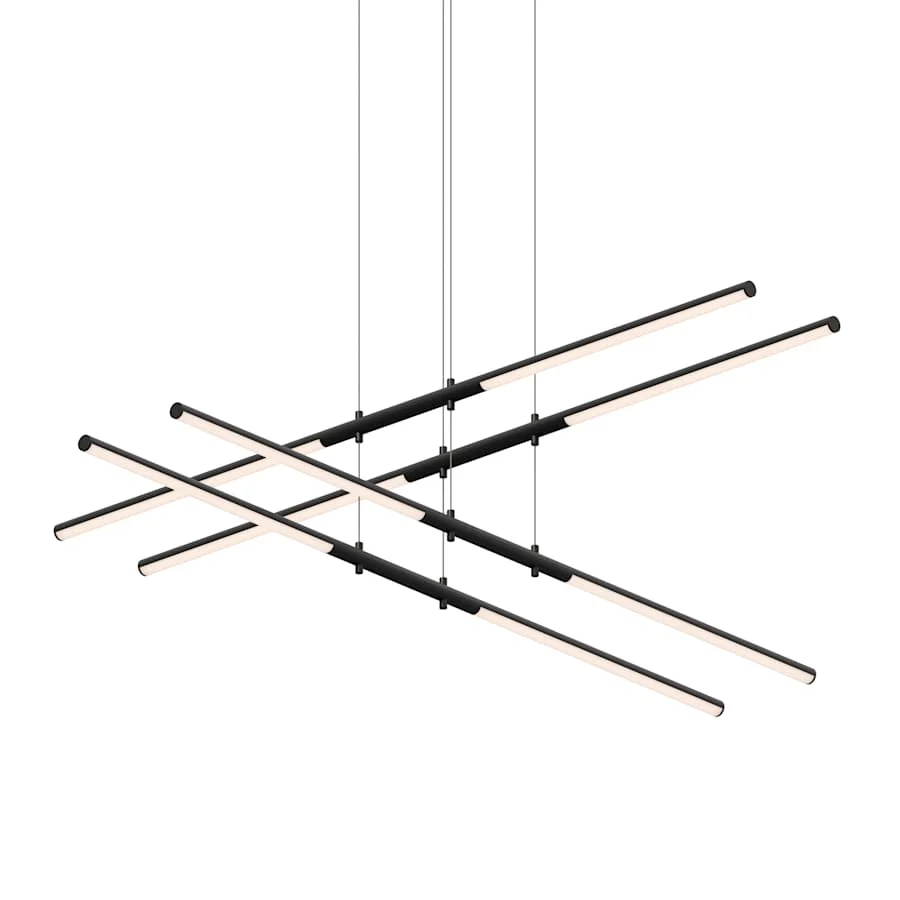 Sonneman Tik-Tak 47-1/2" Wide LED Two Tier Linear Chandelier with Optical Acrylic Shades - Image 1