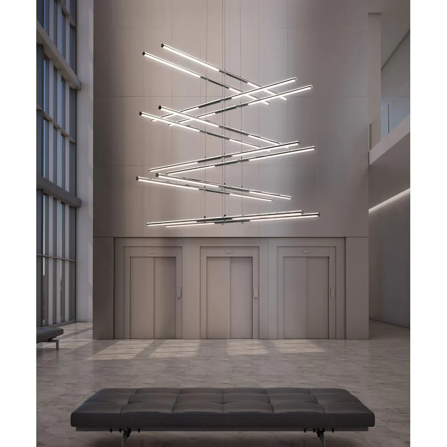 Sonneman Tik-Tak 47-1/2" Wide LED Two Tier Linear Chandelier with Optical Acrylic Shades - Image 2