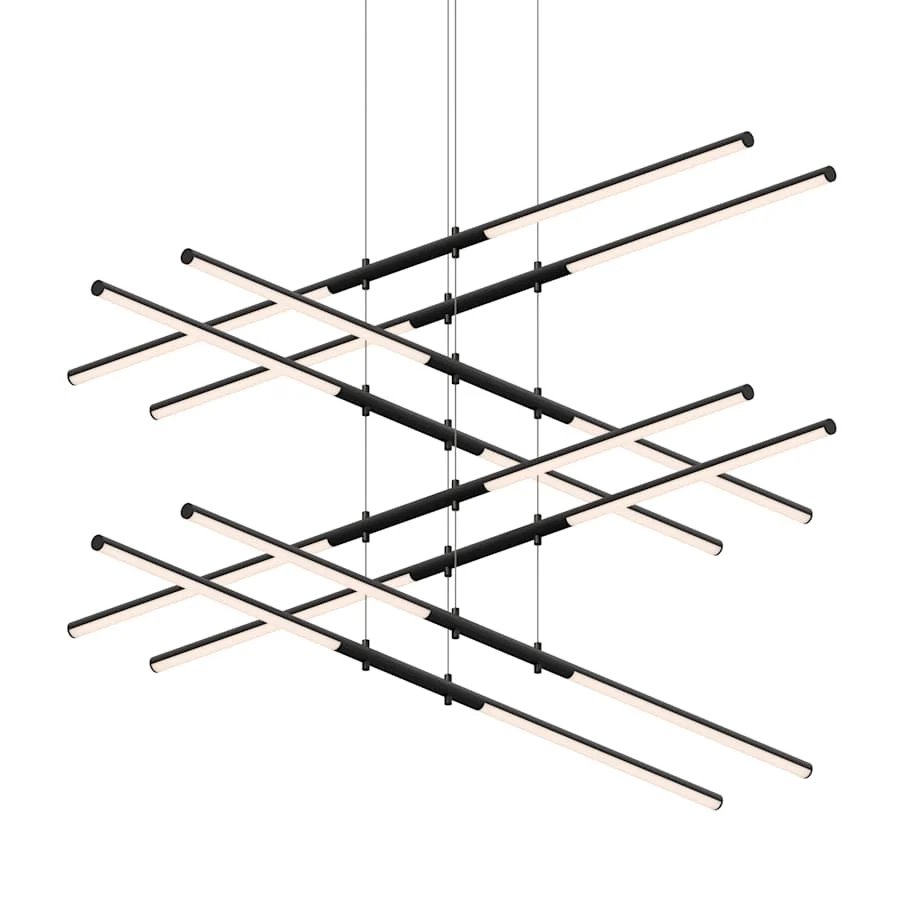 Sonneman Tik-Tak 47-1/2" Wide LED Four Tier Linear Chandelier with Optical Acrylic Shades - Image 1
