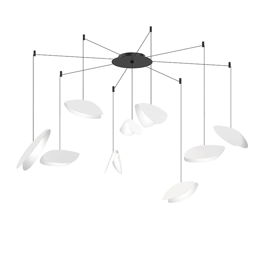 Sonneman Papillons 9 Light 24″ Wide LED Suspension Multi Light Pendant with White Shades