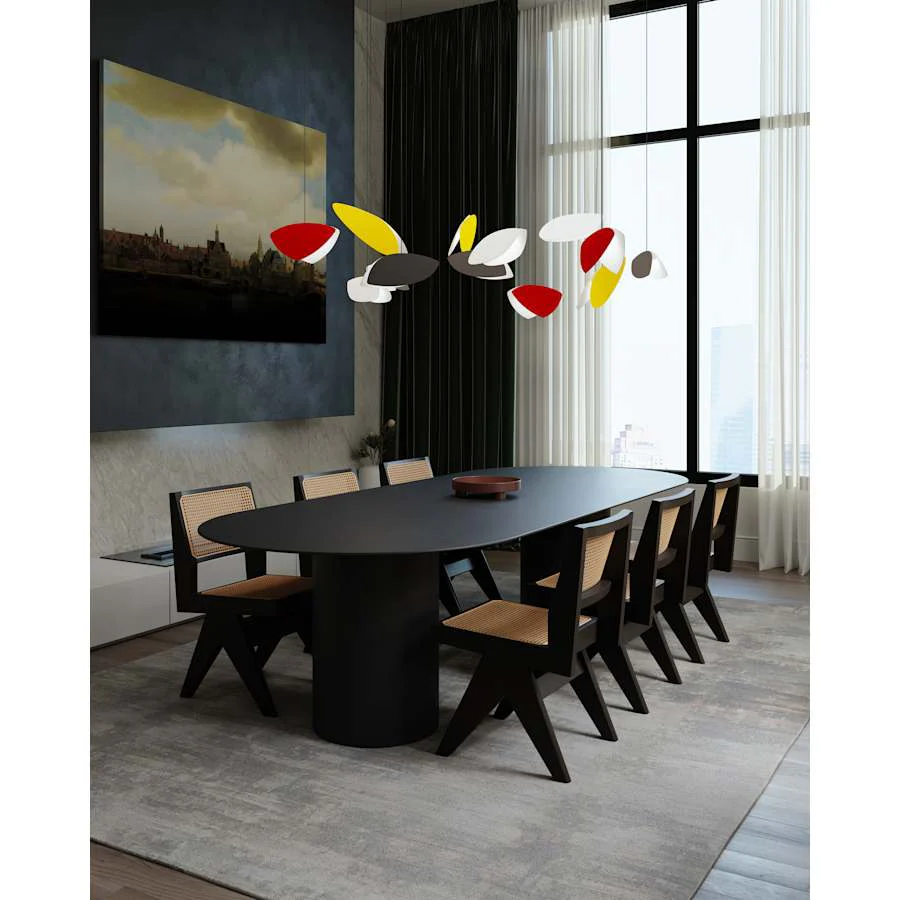 Sonneman Papillons 13 Light 58" Wide LED Suspension Multi Light Pendant with Black, Red, and Yellow Shades - Image 3