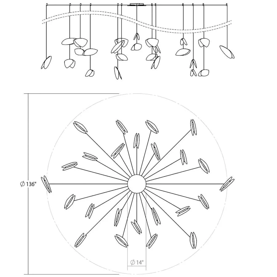 Sonneman Papillons 24 Light 58" Wide LED Suspension Multi Light Pendant with Black, Red, and Yellow Shades - Image 2