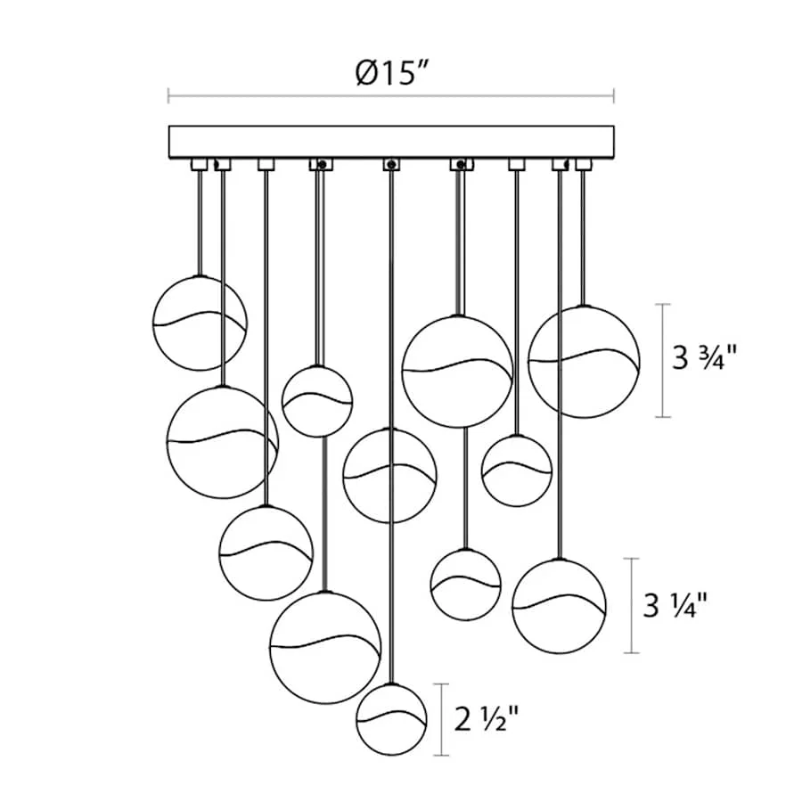 Sonneman Grapes 12 Light 17" Wide LED Suspension Multi Light Pendant - Image 2