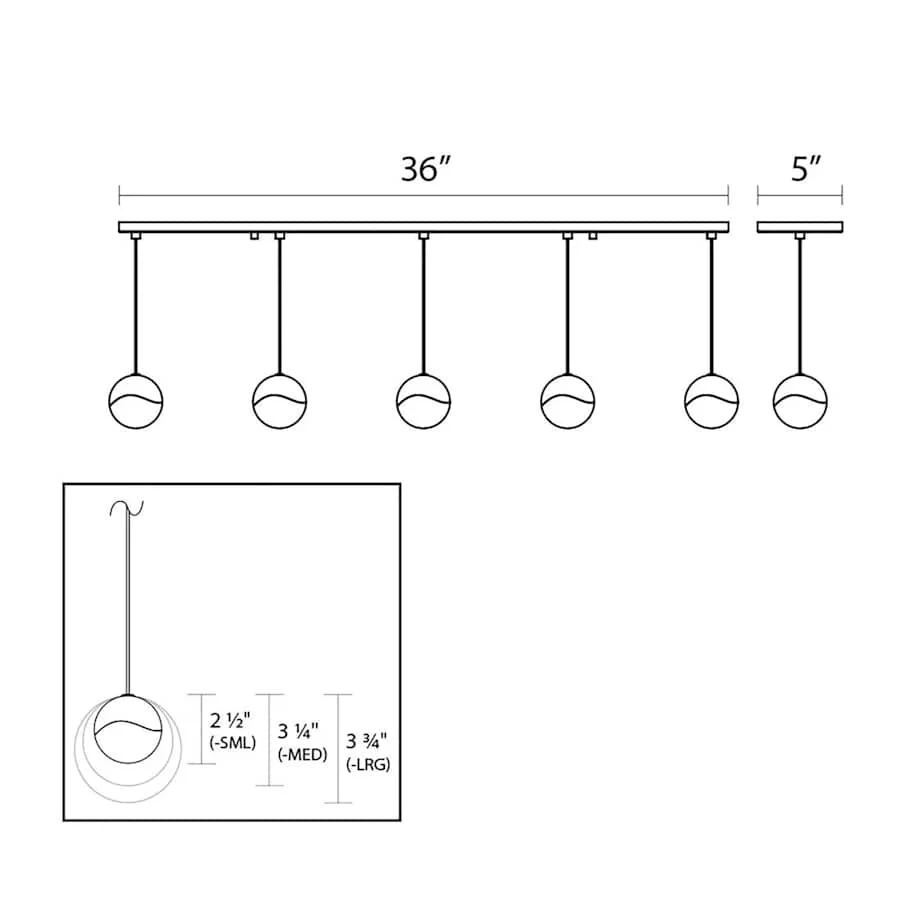 Sonneman Grapes 5 Light 37" Wide LED Suspension Linear Pendant - Image 2