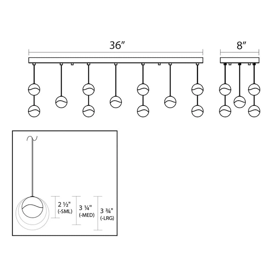 Sonneman Grapes 11 Light 38" Wide LED Suspension Linear Pendant - Image 2