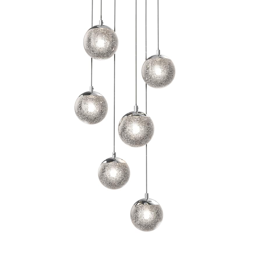 Sonneman Champagne Bubbles 6 Light 12" Wide LED Multi Light Pendant with Seeded Glass Shades - Image 1