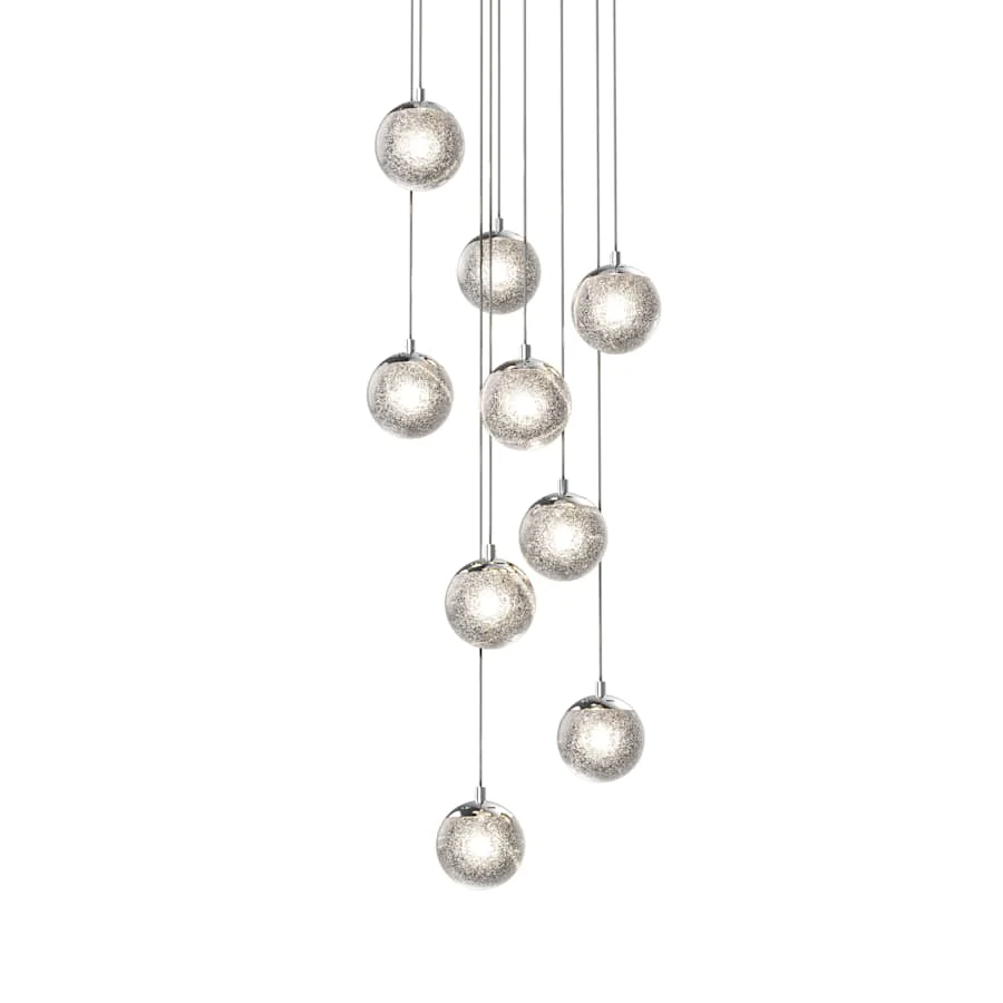 Sonneman Champagne Bubbles 9 Light 14" Wide LED Multi Light Pendant with Seeded Glass Shades - Image 1