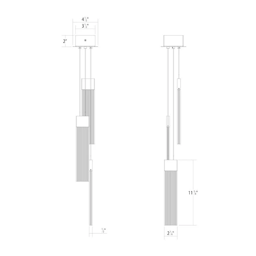 Sonneman V Panels 4" Wide Suspension Multi Light Pendant - Image 2