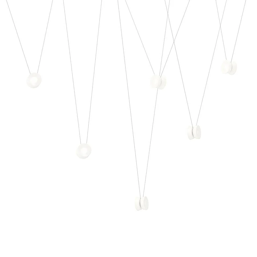 Sonneman Yo-Yo 156" Wide LED Multi Light Pendant with White Glass Shades - Image 1