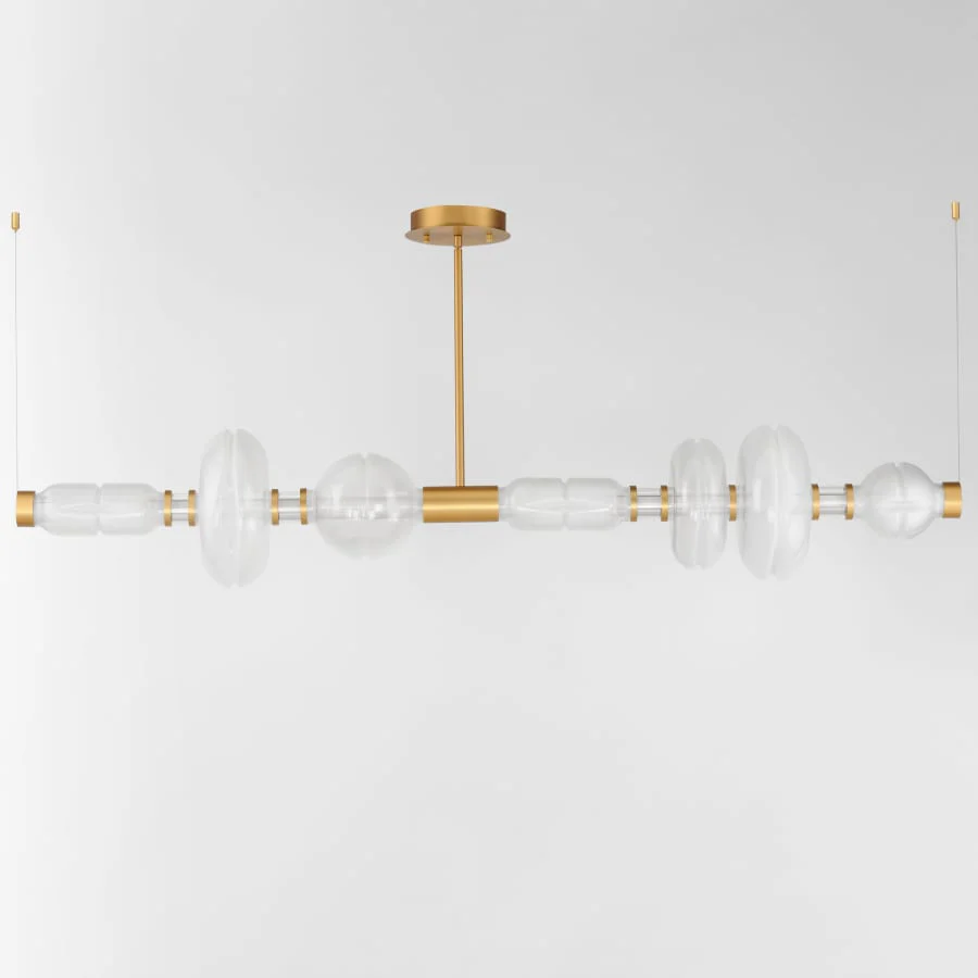 Studio M Gusto 71" Wide LED Abstract Linear Chandelier with Hand-Blown Glass Shades - Image 2