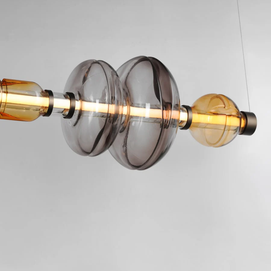 Studio M Gusto 71" Wide LED Abstract Linear Chandelier with Hand-Blown Glass Shades - Image 3
