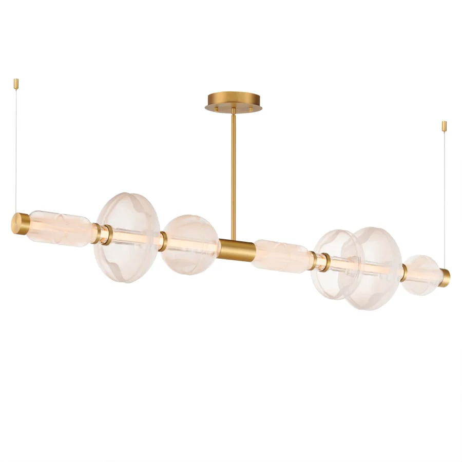 Studio M Gusto 71" Wide LED Abstract Linear Chandelier with Hand-Blown Glass Shades - Image 1