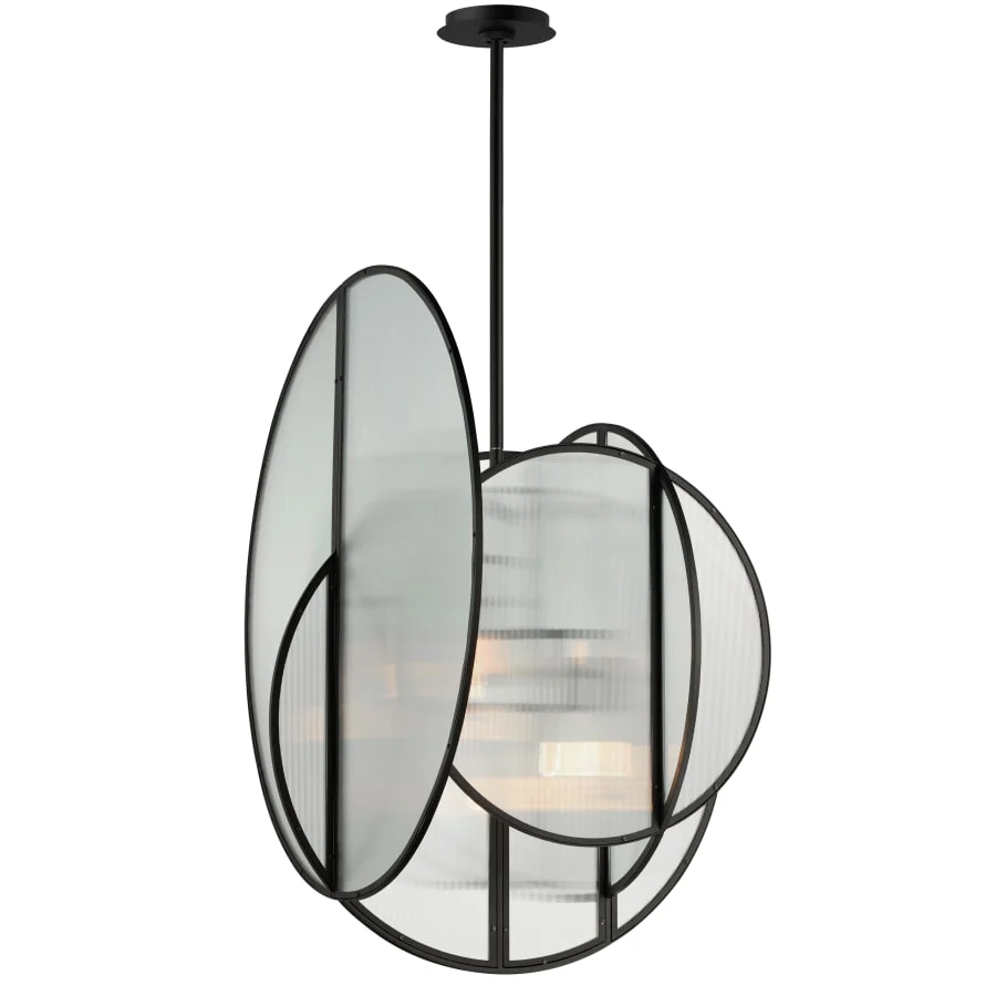 Studio M Crux 5 Light 29" Wide LED Abstract Pendant with Clear, Ribbed Glass Shades - Image 2