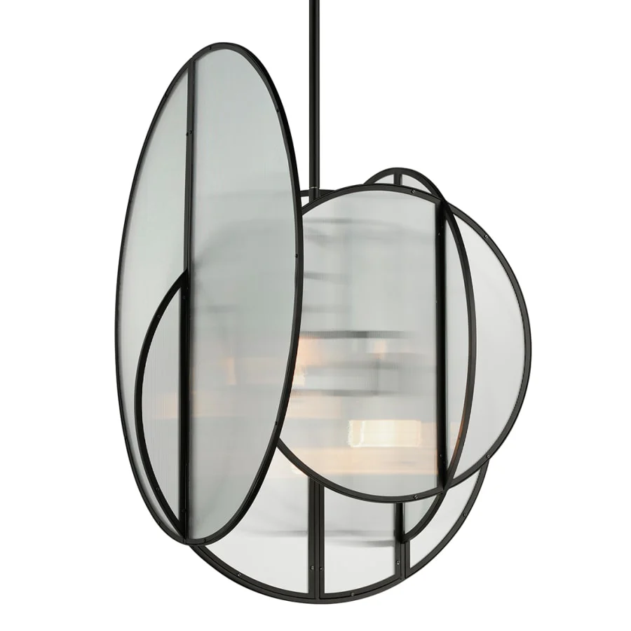 Studio M Crux 5 Light 29" Wide LED Abstract Pendant with Clear, Ribbed Glass Shades - Image 1
