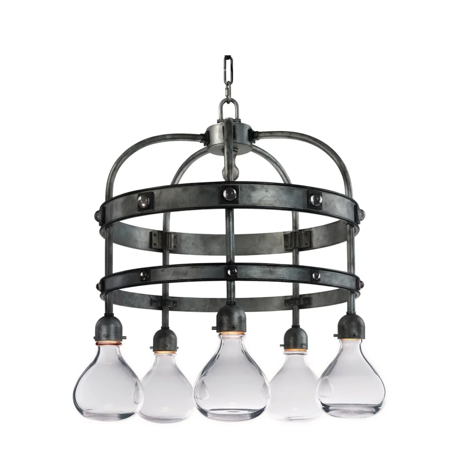 Studio M Napa 5 Light 30-1/2" Wide Integrated LED Multi Light Pendant with Glass Shades and Crystal Accents - Image 1