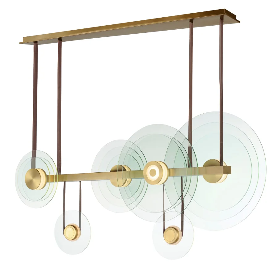 Studio M Stratum 61" Wide LED Abstract Chandelier with Clear Glass Shades - Image 1