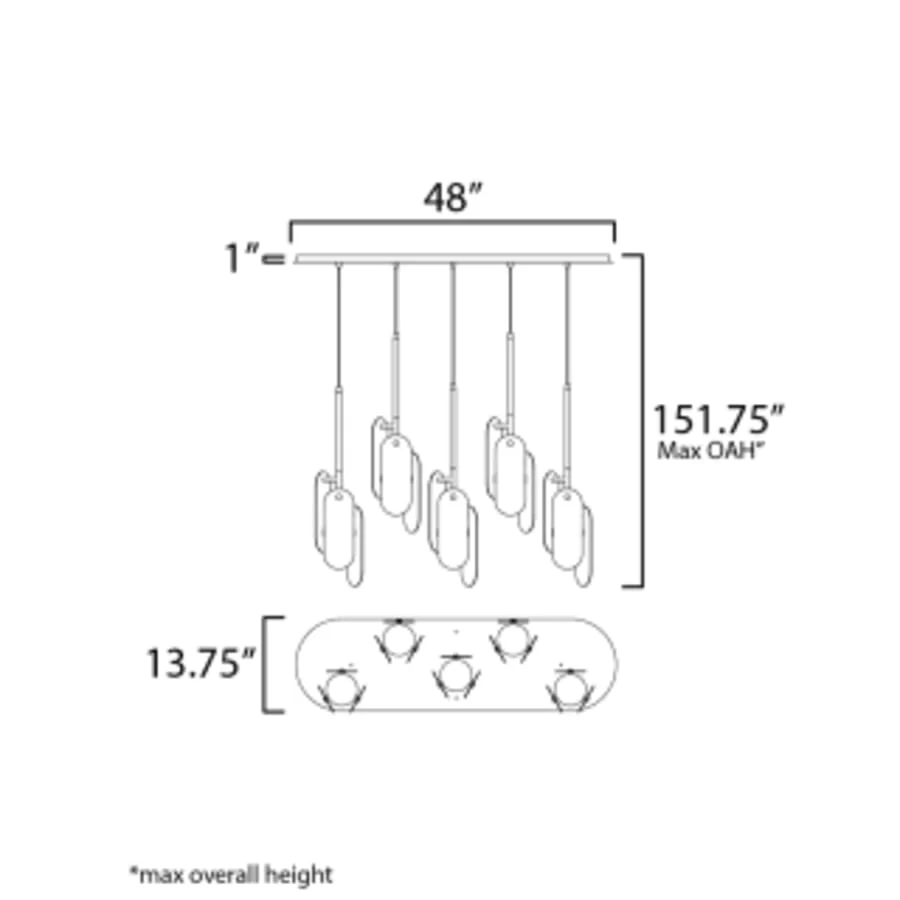 Studio M Megalith 5 Light 48" Wide LED Abstract Linear Pendant - Image 2