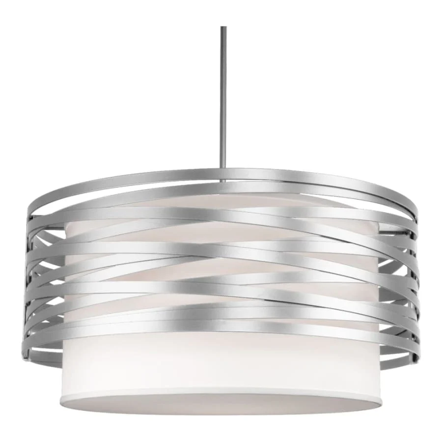 Hammerton Studio Tempest 4 Light 24" Wide Drum Chandelier - Medium (E26) with White Linen Inner and Finished to Match Metal Outer Shade - Image 1