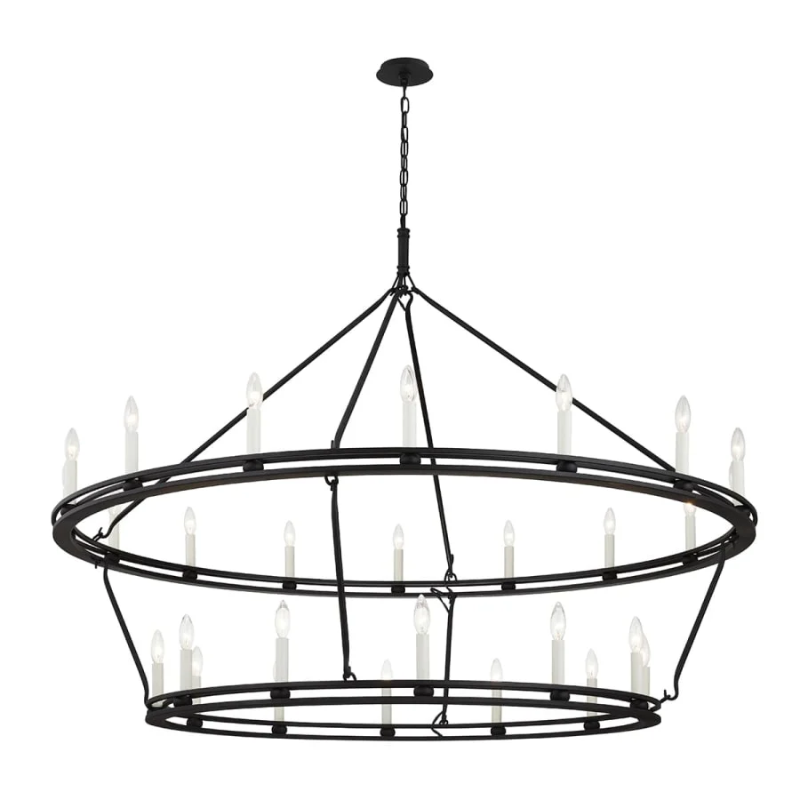 Troy Lighting Sutton 28 Light 52" Wide Taper Candle Chandelier - Textured Black - Image 2