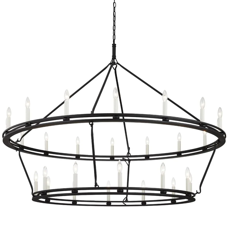 Troy Lighting Sutton 28 Light 52" Wide Taper Candle Chandelier - Textured Black - Image 1