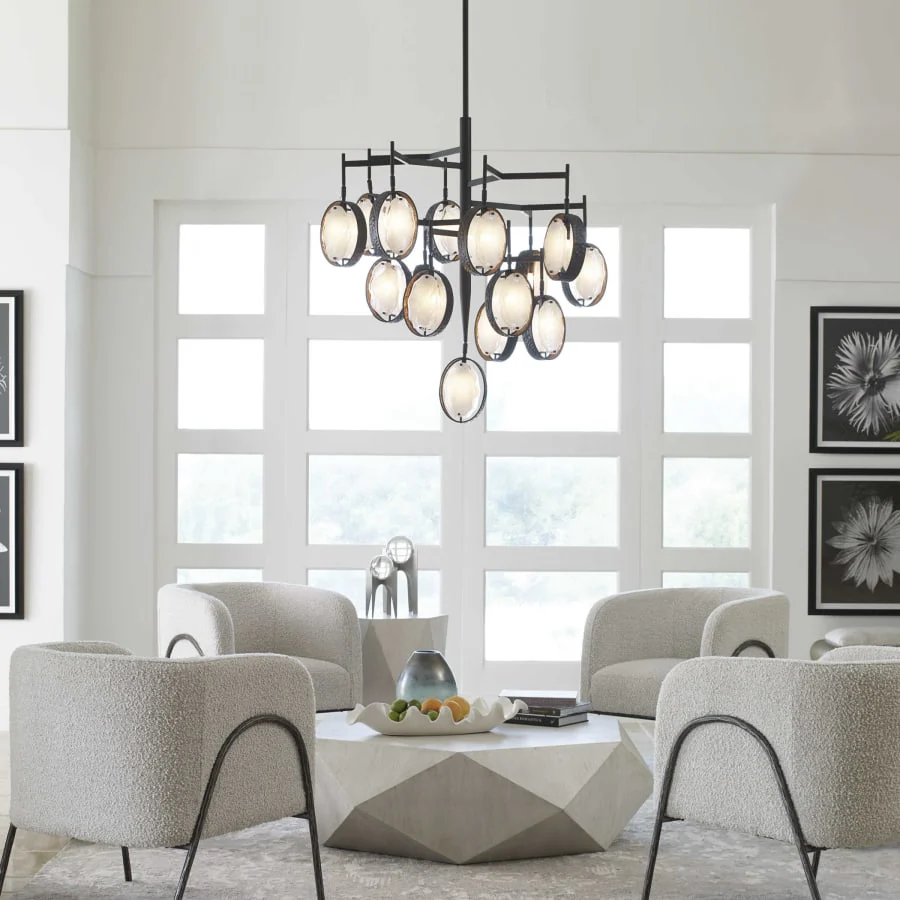 Uttermost Maxin 36" 15 Light Mid-Century Modern Industrial Large Chandelier - Image 3