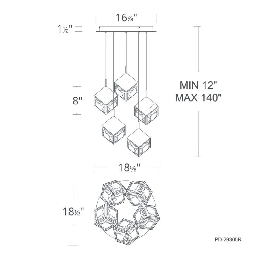WAC Lighting Ice Cube 5 Light 19" Wide LED Multi Light Pendant - Image 3