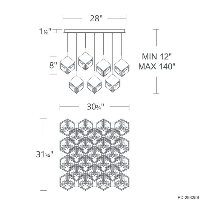 WAC Lighting Ice Cube 25 Light 32" Wide LED Multi Light Pendant - Image 3