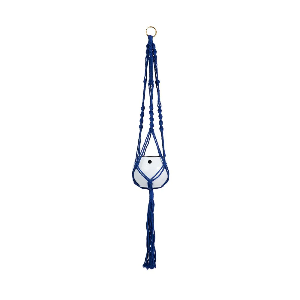 Macrame Hanger Self Watering Set – Midnight Blue + Designer White
