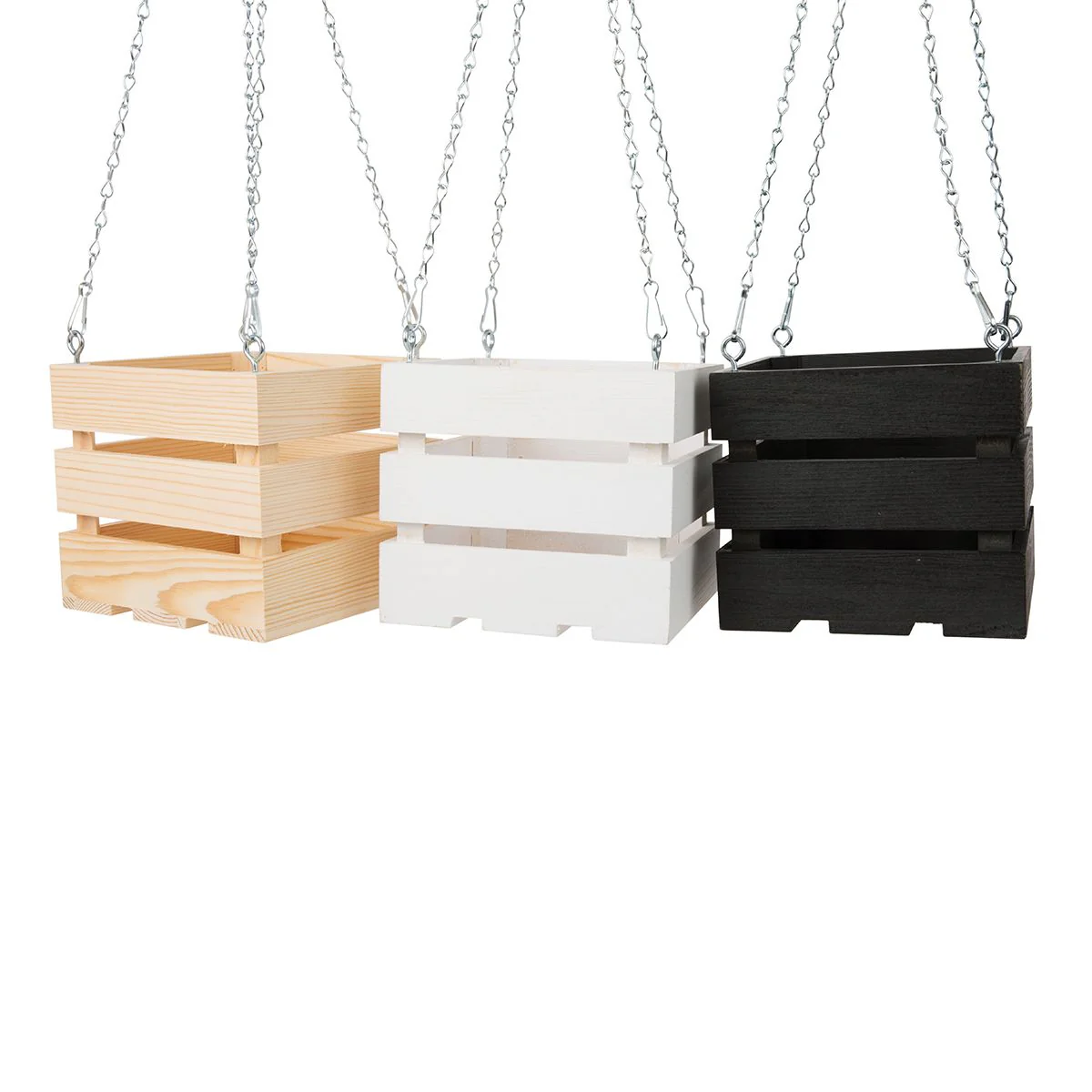 8 inch Wooden Vanda Basket with Hanger - Charcoal - Image 2