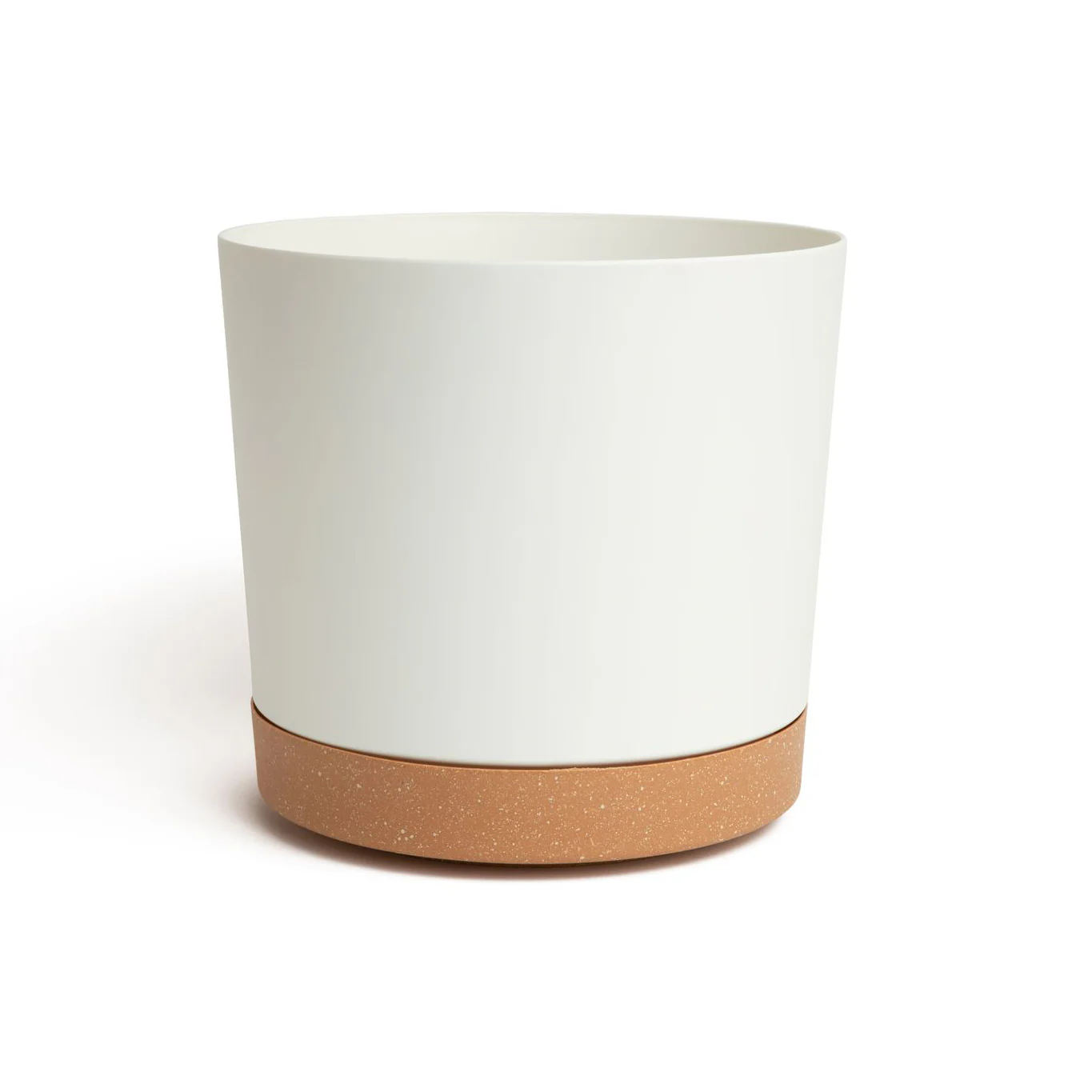 11.5" Contemporary Flower Pot with Saucer - Designer White - Image 3