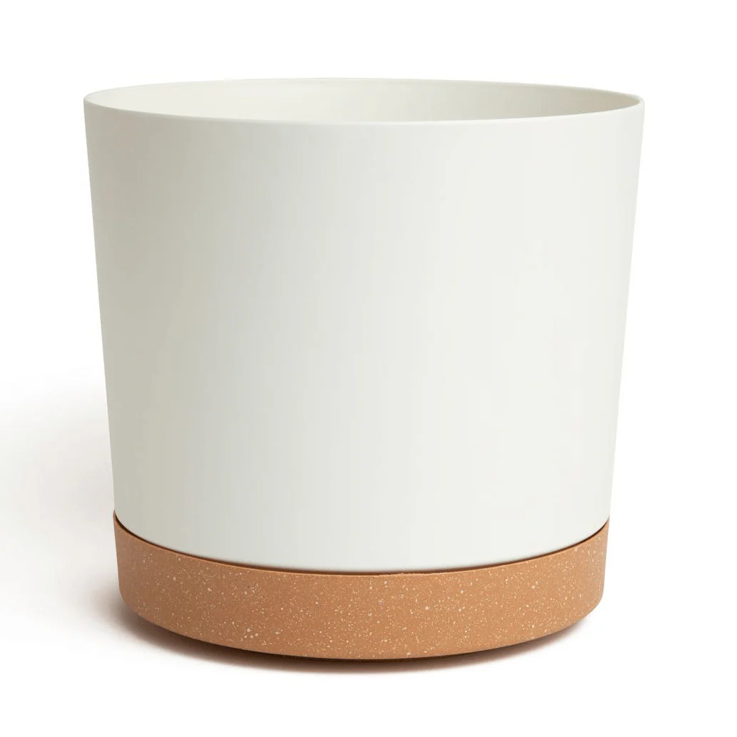 11.5″ Contemporary Flower Pot with Saucer – Designer White