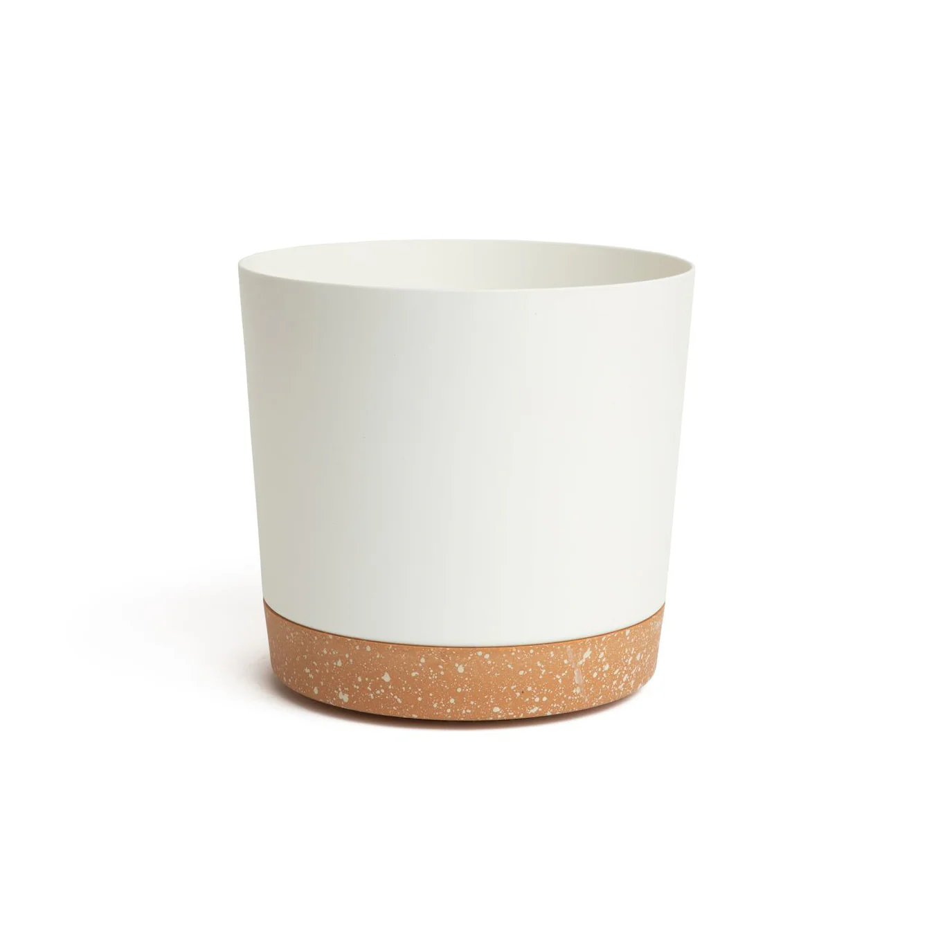 9.5" Contemporary Flower Pot with Saucer - Designer White - Image 3